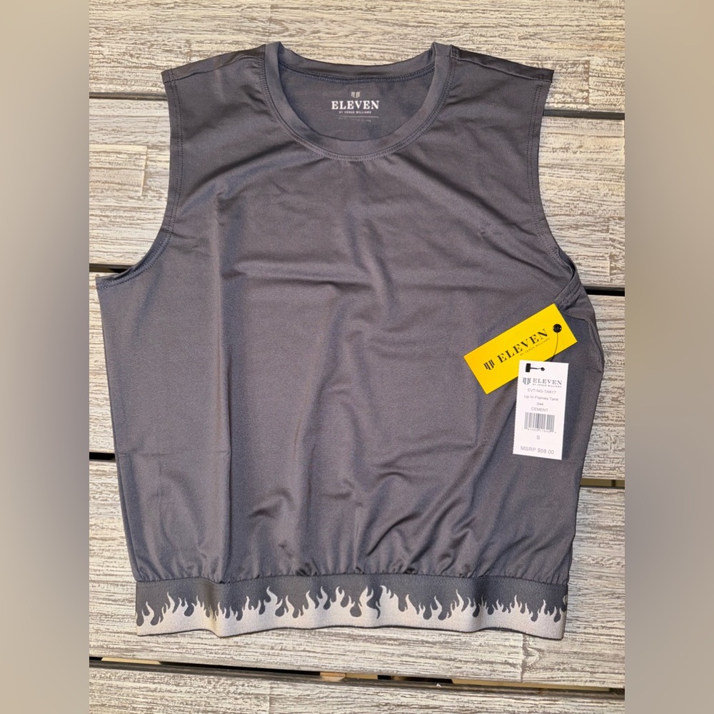 NWT Women's EleVen by Venus Williams “Up in Flames” Tank, Cement Gray, Sz Small